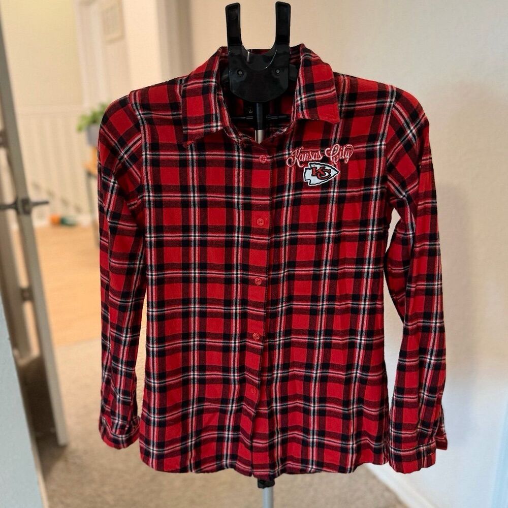 Kansas City Chiefs NFL Football Women’s Flannel Button Down Size Medium